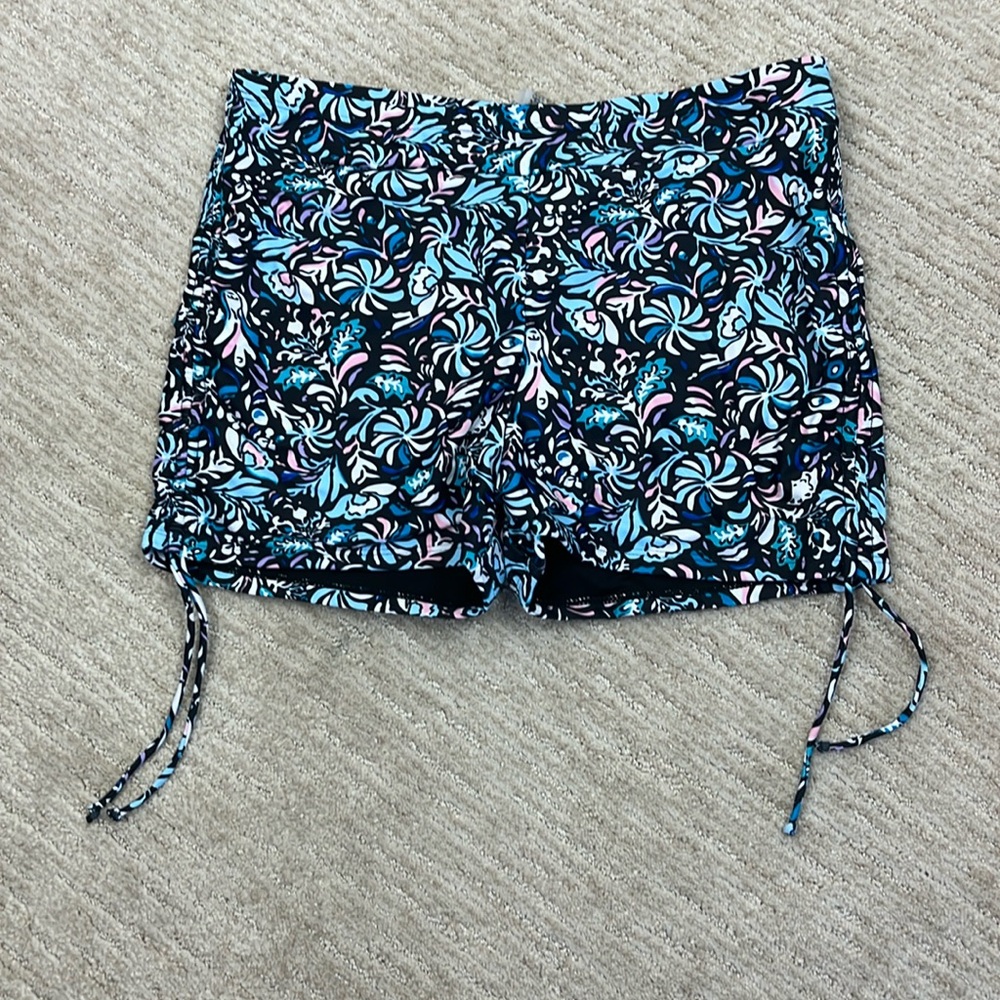 Yonique Women’s XL High Waisted Swim Boyshorts Floral Side Tie NWT